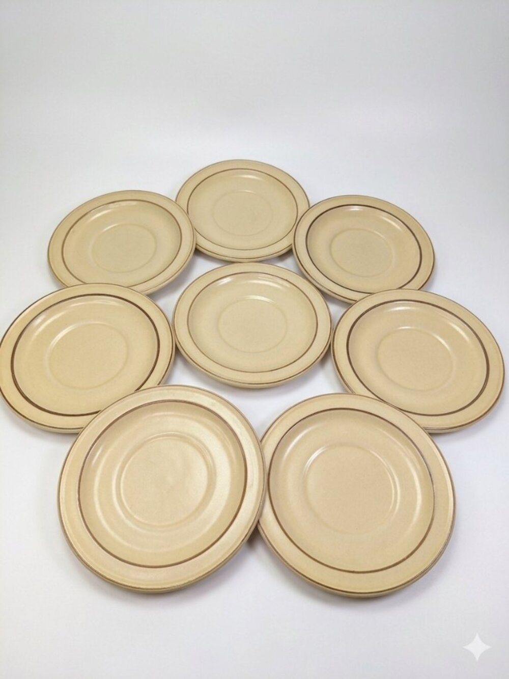 VTG Pfaltzgraff Village Saucer (8) Plates Warm Tones Aged Patina Early Hallmark